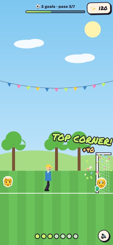 Example game screen: every goal is a cheer